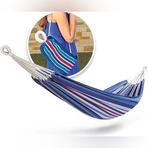 New! Portable Hammock in a Bag (Bliss) – Outdoor/Indoor, 250 lb, Stripe Blue